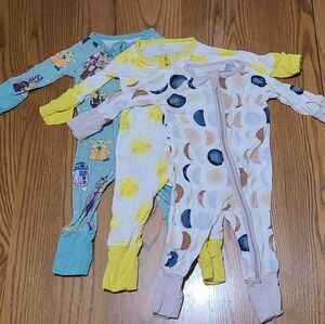 Little Sleepies Newborn Zippy Onesies- Lot Of 3